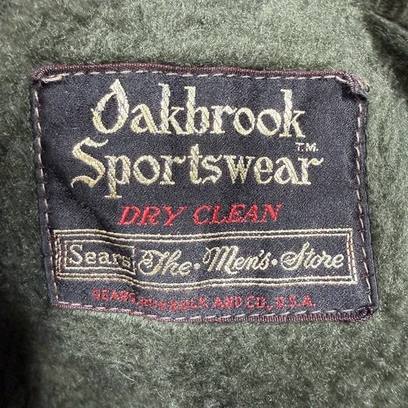 Vintage Sears Oakbrook Sportswear Corduroy Jacket Small Green Lined Flap Pockets